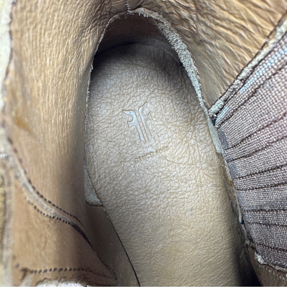 Frye Alton Suede Chelsea Ankle Boots Bootie Block Heel Tan Womens Size 7.5‎ - Picture 9 of 11